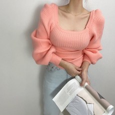 슈잼마켓 / 도톰 퍼프소매 스퀘어 니트