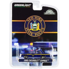 1990 Caprice New York State Police Blue with Yellow Stripe Hobi 독점 1/64 Diecast 모델 카 by Greenlight 30180:, 단일옵션