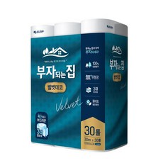 부자되는집 벨벳데코 두루마리휴지 3겹화장지 30m30롤, 30개, 30개입