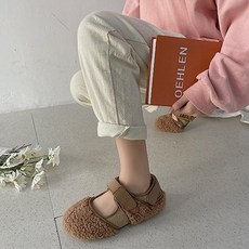 도오빠 여성 로퍼 뽀글이 샌들 겨울 찍찍이 플랫슈즈 겨울 사무용 실내화