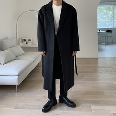 노버튼 울 가운 코트