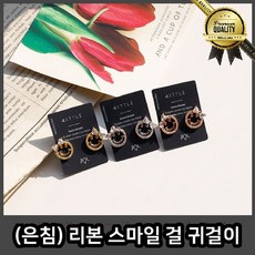 은침 스마일귀걸이 디디에 두보 큐빅 심플 리본 포인트 석 유색 보석