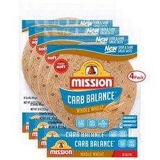 Mission Carb Balance Fajita Tortillas 8 Count Mission Carb Balance 화이타 토르티야 8개입 8oz 가방(4팩)(, 4개, 226g