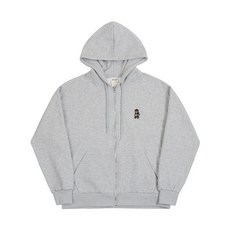 GRAVER UNISEX 데이지 부케 베어 자수 후드집업_그레이
