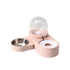 레디박스 개 편리한 반려동물 강아지 자동급수 회전 식기, 핑크
