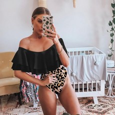 모노키니 원피스수영복 ashgaily 블랙 레이스 flounce 오프 숄더 여성 섹시한, ly2021bw1, m