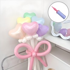 하트 풍선 믹스 꽃다발 DIY 세트 + 손펌프, 마카롱, 1세트 혼합색상, 1세트