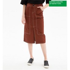 베네통 스티치 배색 스커트 BASK07841 BR