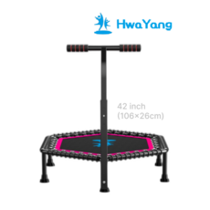  화양스포츠 1인용 대형 성인 가정용 점핑 다이어트 트램폴린 방방이 household trampoline, [TYPE B] 육각형(42inch) - 핑크 