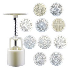 호환 100g Mooncake 금형 10pcs 우표 배럴 핸드 프레스 문 케이크 과자 DIY Bakware 중추절