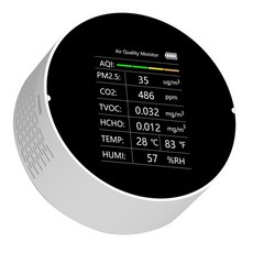 미세먼지측정기 가정용미세먼지 실내 초미세먼지 공기 먼지 공기질Tuya WiFi CO2 7-in-1 PM2.5 TVOC HCHO 온도 습도 AQI 탐지기 공기 질 가정용 센서 분석기 흰색 Wifi 없음, 1개