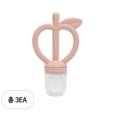 모윰 유아용 애플피치 치발기 과즙망, 피치핑크, 3개
