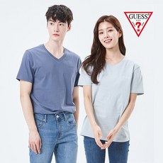 게스진 [게스] 남여공용 미니로고 V넥 반팔티 (NL2K0383)