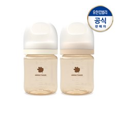 베베그로우 PPSU 젖병 트윈팩 160ml(크림베이지/노꼭지), 크림 + 베이지, 160ml, 1세트