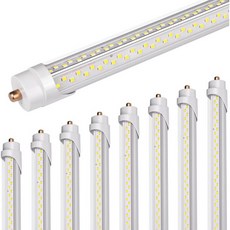 풋 LED 전구 8개 90W 5000K 12150lm T8 T10 T12 8피트 형광등 교체 FA8 싱글 핀 V자형 튜브 조명 투명 커버8팩