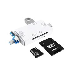 5in 1 다기능 USB 3.0 C 타입 마이크로 SD Tf 메모리 카드 리더 OTG 어댑터 휴대폰 액세서리, [04] 6 in 1 white, 1개