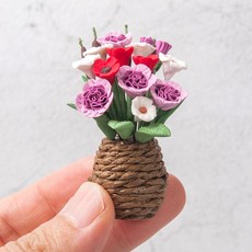 미니어처 꽃 카네이션 꽃 다발 화분 납골당 추모 미니 화분 조화 꽃 미니어쳐 납골당꾸미기