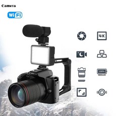 RUN기술 하이엔드 6400W 픽셀 WIFI 디지털 일안반사 카메라 D52 빈티지 초고속 4K DH + 64GB sd카드 + 카드 리더기