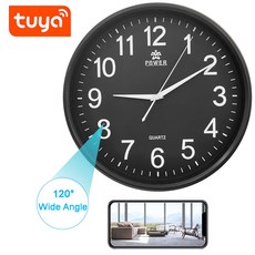 Tuya 가정용 벽시계 카메라 120도 광각 미니 WIFI 미니 IP 카메라 USB 충전 고화질 실내 CCTV 카메라 녹음 녹화기, 기본 카메라(메모리카드없음)