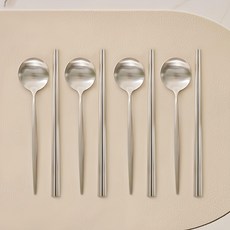 DALPAENGI LIVING Cuisine De Maman經典4人餐具組, 湯匙 4支+筷子 4雙, 銀色