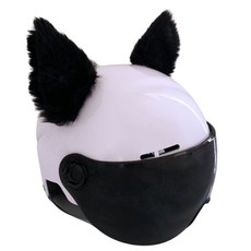 오토바이 헬멧 튜닝 어린이 귀장식 고양이 양 염소 뿔 스티커, 2블랙고양이