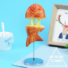 붕어빵기계 모방 타이야키 과일 아이스크림 크림 디저트 식품 모형 장식 몰드 전시 샘플, T03-무늬 타이야키 모형 포함지지대