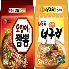 농심 오징어짬뽕 멀티(5입)1팩+ 너구리 순한맛 멀티(5입)1팩 인기라면 라면모음 야식 간식, 10개, 124g