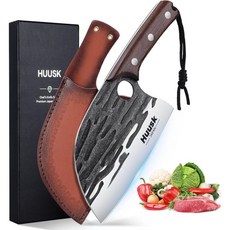 Huusk Japan Knives Upgraded Serbian Chef Knife Japanese Meat Cleaver for Cutting Forged Butcher wi, 1개