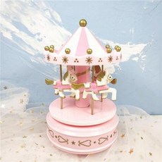 오르골 회전목마 생일 케이크 장식 아동용 뮤직박스 축하 파티 용품, 16 6종 받침 미키