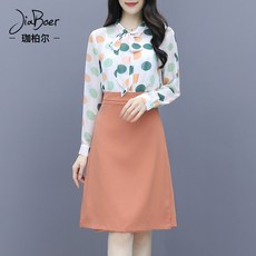 봄가을 여성복 초여름 타입 잔꽃장 소매 점프슈트 치마 고급 직업 트렌드