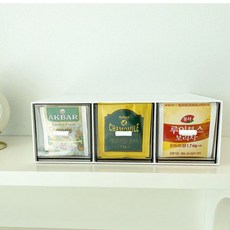 살림을 더하다 화이트 커피 티백 미니 서랍보관함 정사각3칸, 직사각1칸, 1개
