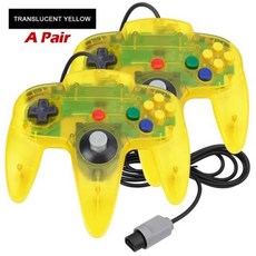 Nintend N64 용 유선 게임 패드 클래식 조이스틱 레트로 컨트롤러 액세스 2PCs/쌍, Transparent Yellow, 2개, 03 Transparent Yellow