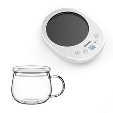 머그컵워머독일단열 코스터 일정한 따뜻함 따뜻한 컵 55도 전기 난방베이스 기숙사핫탑, 유리 컵이 있는 질감 있는 흰색