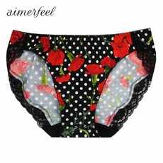 도트 플라워 노라인 삼각팬티 172921(블랙_BL)
