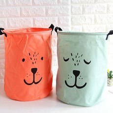 북극곰 디자인 빨래 수납 바구니, 민트