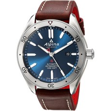 Alpina 알피나 맨즈용 알피너 4 메탈 가죽 스트랩이 자동 자기 윈드 워치 브라운 22