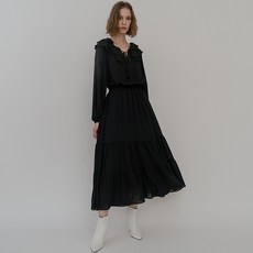 스윗원에이티 FREESIA RUFFLE LONG DRESS (BLACK)