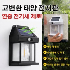 태양광 실외 LED 정원등 빌라 야외 벽등 방수 센서등 정원등 야외 조명 무드등 야외 벽등, 블랙*(1+1)