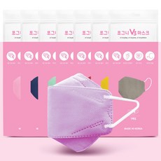 포그니 v3 마스크 대형 X 10개 개별포장 (핑크 옐로우 민트 퍼플 그레이 네이비 블루 블 랙) 성인용 컬러마스크 비말차단 황사 미세먼지 차단, 보라