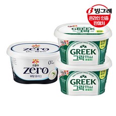 [G]빙그레 요플레 그릭요거트 마일드/ZERO 무당 플레인 400g 3개, 그릭요거트마일드400g x2+제로무당플레인400g x1