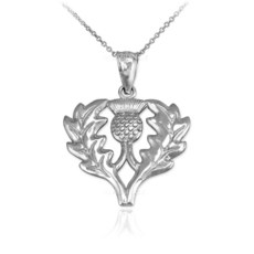 Irish Jewelry 스털링 실버 스코틀랜드 씨슬 플라워 펜던트 목걸이191057, 22.0 Inches, 1개