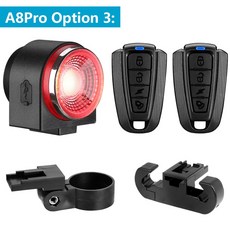 Anchtek 무선 자전거 도난 경보 방수 스마트 자동 브레이크 감지등 USB 충전 원격 제어 방지 램프, 03 C 1 Set A8PRO, 1개