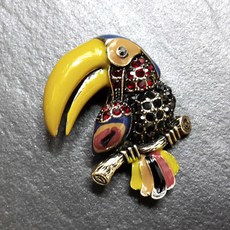 초코젬 큰부리새 투칸브로치A 동물 빈티지 bird 패션브로치 엔틱