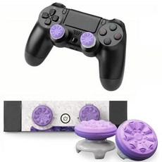 플레이스테이션 PS4 용 하이 라이즈 아날로그 스틱 PS5 컨트롤러 퍼포먼스 커맨드 스틱 게임 로커 로커 스틱 익스텐더 캡, 2개, [03] Purple, 2) Purple