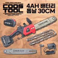 코스툴 30cm 충전식 무선 전기톱 체인톱 무선, 1개, 본품 + 배터리1개