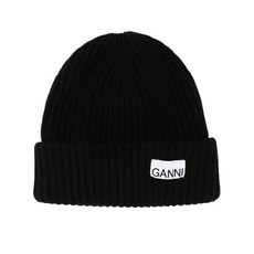 GANNI(가니) 로고 패치 골지 니트 비니