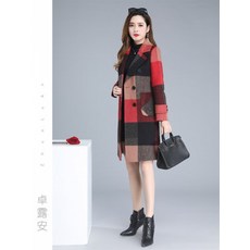 생활도움 체크 캐시미어 코트 여 추동 중기장 고급 모직 시크 시크 마마 트렌치코트