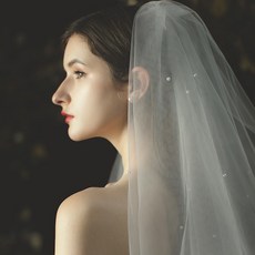 결혼 신부 웨딩드레스 더블레이어 면사포 짧은 인싸템 여행함 카메라 사진 스윗 숲 헤어액세서리 베일을 벗었다