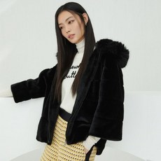 더엣지 24PRE FAUX밍크 후드트리밍 자켓 2033667482