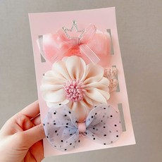 여아용 아기 머리띠 세트 여아 아기용 부드러운 공주 헤어 액세서리 선물 편안한 디자인 패션, 12 핑크보우 크라운 헤어밴드 3종세트 OPP백